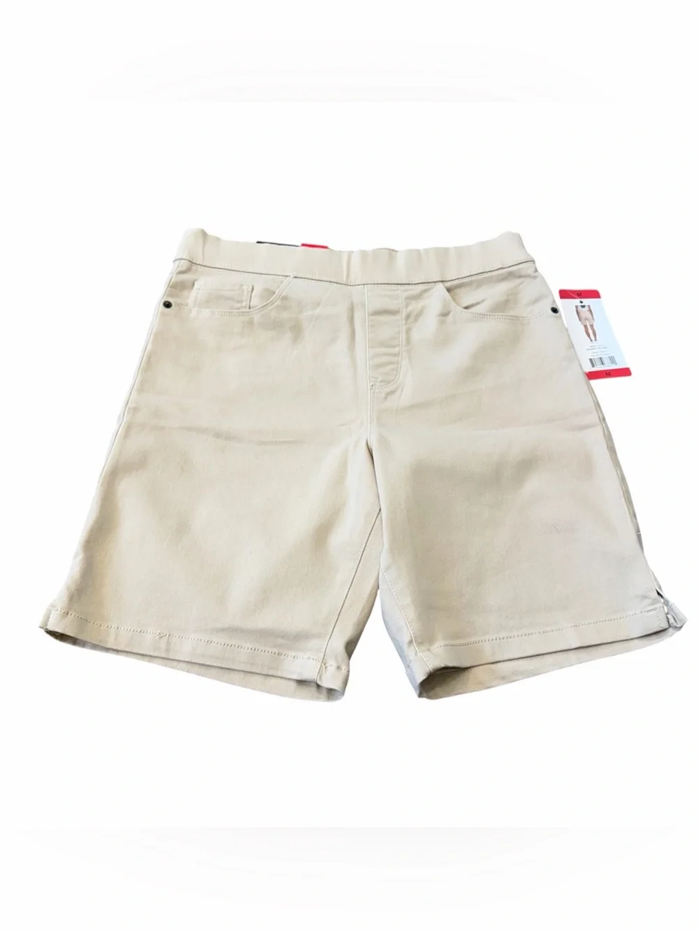 DKNY Jeans Women's Comfort Stretch Pull-On Bermuda Shorts Tan Khaki, Size Medium
